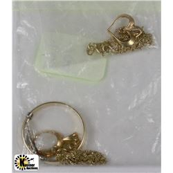 ESTATE 14K CHAIN WITH OPAL PENDANT & 10K CHAIN W/