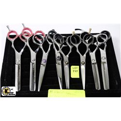 8 PAIRS OF SALON GRADE SCISSORS AND SHEARS DISPLAY