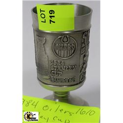 1984 OILERS STANLEY CUP GO OILERS STANLEY PEWTER