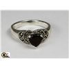 Image 1 : VINTAGE HEART-SHAPED GARNET .925 SILVER RING