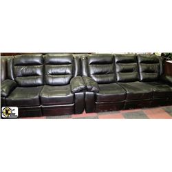 NEW BLACK LEATHERETTE RECLINING SOFA AND LOVE