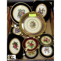 ESTATE BOX OF PETITPOINT PICTURES AND ASHTRAYS
