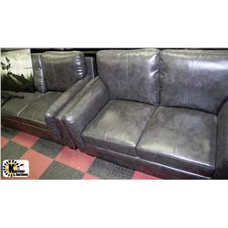 NEW CHARCOAL LEATHERETTE SOFA AND LOVESEAT