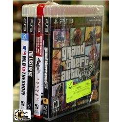 BUNDLE OF FOUR PS3 GAMES INCL. GRAND THEFT AUTO 5