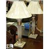 Image 1 : PAIR OF PILLAR STYLE TABLE LAMPS WITH SHADES