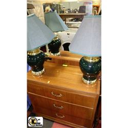 VINTAGE WOOD 3 DRAWER DRESSER WITH MIRROR