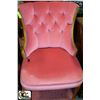 Image 1 : VINTAGE WOOD AND HOT PINK FABRIC PARLOR CHAIR