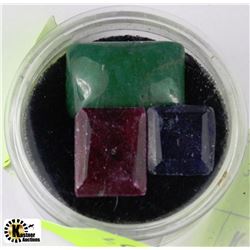 #30-NATURAL RUBY,EMERALD,SAPPHIRE 3PCS 34CT