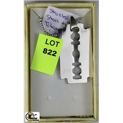 STAINLESS STEEL RAZOR BLADE PENDANT ON CHAIN