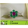 Image 1 : #1-.925 SILVER NATURAL RUBY,EMERALD &CZ RING