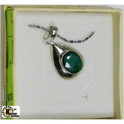 NATURAL GREEN EMERALD .925 SILVER PENDANT