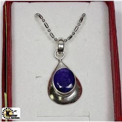 NATURAL BLUE SAPPHIRE .925 SILVER PENDANT