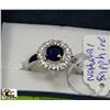 Image 1 : .925 STERLING SILVER NATURAL SAPPHIRE & CZ RING