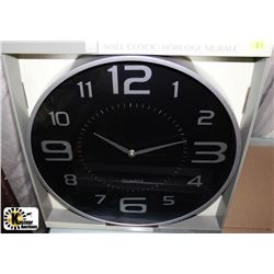 NEW 18" MODERN SILVER TONE WALL CLOCK