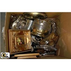 ESTATE BOX OF SILVERPLATED ORNAMENTS