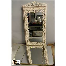 LOT OF 2 MIRRORS INCL. 1 FOLDING & 1 WITH CARVED