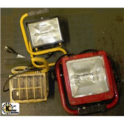 LOT OF THREE HALOGEN WORK LIGHTS - WORKING