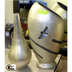 PAIR OF SHOWHOME SILVER LEAF VASES WITH 1/2 MOON