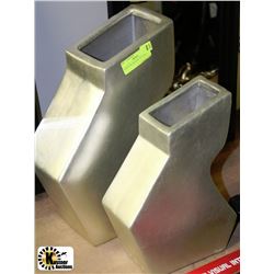 PAIR OF SILVER LEAF "Z" VASES