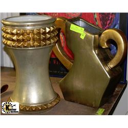 PAIR OF SILVER DECORATIVE VASES -SHOW HOME STYLE