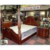 Image 1 : QUEEN MAHOGANY BED FRAME-MATTRESS NOT INCLUDED