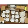 Image 1 : FLAT WITH 2 WHITE TEASETS,2 TEAPOTS,12 CUPS&PLATES