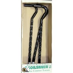 NEW SET OF 3 SOILSAVER -4 WAY COMPOST TURNER