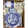 Image 1 : FLAT OF BLUE AND WHITE ESTATE ITEMS INCL. CAKE