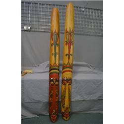Two hand carved and painted Bali masks both approximately 78  X 6 1/2 