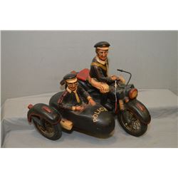 A decorator police motor cycle and side car, approximately 19  in length