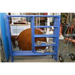 Construction grade scaffolding including six 5'X5' frames, four 10' decks, four wheels and five cros