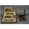 Image 1 : Vintage small Wilesco steam engine and a selection of Bachmann HO scale trains including lighted die