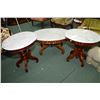 Image 1 : Mid 20th century Victorian reproduction coffee and two end tables with carved floral skirts, center 