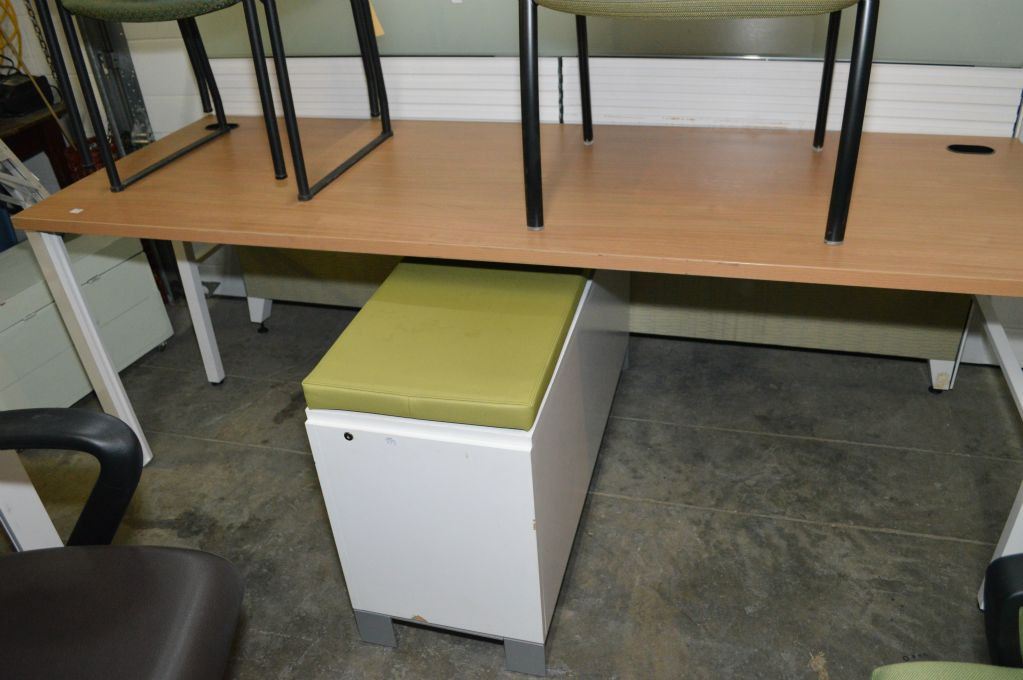 Reception Desk With Glass Screen And Center Divider With File Storage