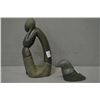 Image 1 : Two hand carved soapstones including signed and numbered bird, Baffin Island, N.W.T and stylized fig
