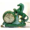 Image 1 : GREEN PORCELAIN HORSE CLOCK LAMP