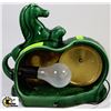Image 5 : GREEN PORCELAIN HORSE CLOCK LAMP