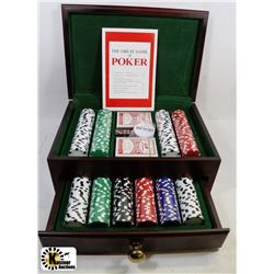 NEW THE GREAT GAME OF POKER IN WOODEN CASE