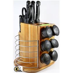12-PC WOOD KNIFE SET IN BLOCK W/SPICE