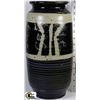 Image 1 : 15" TALL  HEAVY BLACK & BROWN STONEWARE VASE