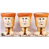 Image 1 : BOX WITH 3 FACE & FEET PLANTER POTS 7" TALL AND