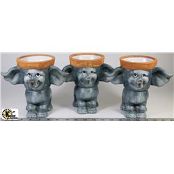 BOX WITH 3 ELEPHANT PLANTER POTS -HOLDS 3-1/2"POTS