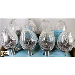 LOT OF 8 SOLAR CLEAR CRACKLE CHROME LIGHTS