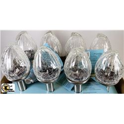 LOT OF 8 SOLAR CLEAR CRACKLE CHROME LIGHTS