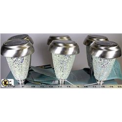 LOT OF 6 SOLAR WHITE CRACKLE LIGHTS