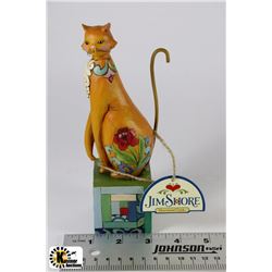 JIM SHORE "BROWN CAT/ROSE/REACHING" FIGURINE