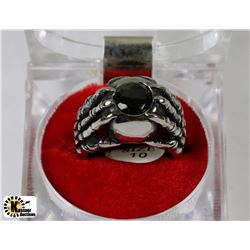 NEW MENS BLACK STONE AND CLAW RING SIZE 10
