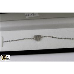 #44-STERLING SILVER CZ HEART BRACELET