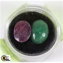 #26-NATURAL RUBY & NATURAL EMERALD 2PCS 25.5CT
