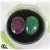 Image 1 : #26-NATURAL RUBY & NATURAL EMERALD 2PCS 25.5CT